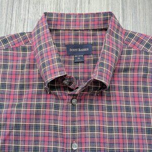 Scott Barber | Men's XL Red/Brown/Green/Blue Checkered/Plaid Shirt | 100% Cotton